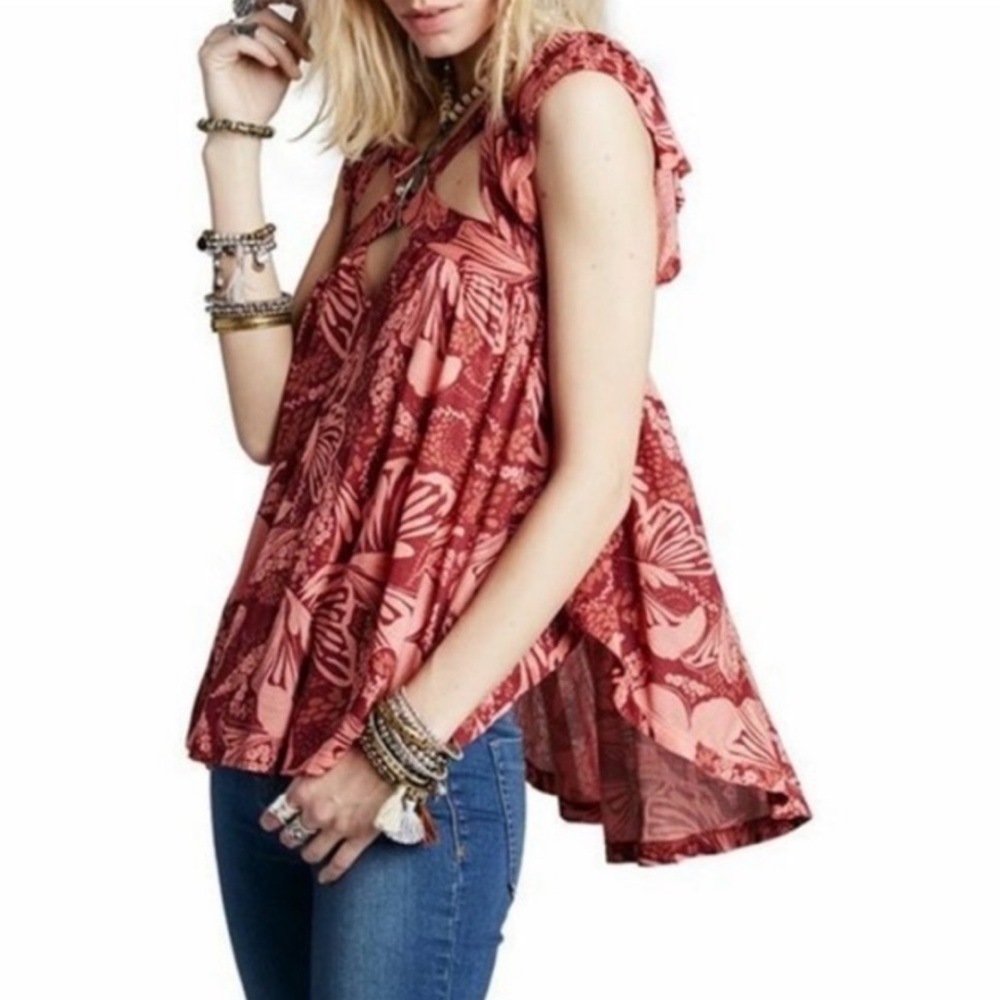 Free People Floral Crisscross Sleeveless Tank Top Flowy - Size Small - Picture 11 of 11